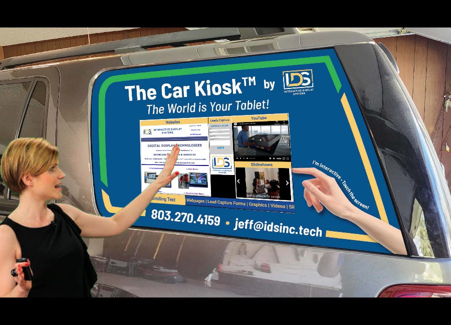 The Car Kiosk™ - 24 inch touch screen on vehicle window